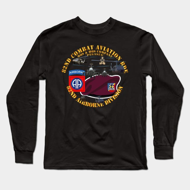 82nd Combat Avn Bde - Beret w Flash w Helicopters Long Sleeve T-Shirt by twix123844